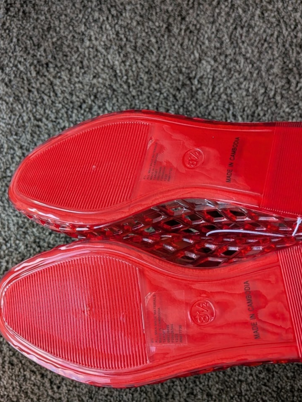 a new day Coral Red Lattice Jelly Slip-On Flats - Picture 4 of 5